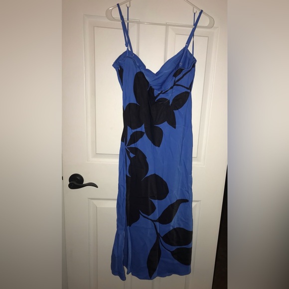 NEW Anthropology Tilda Blue & Black Flower Strapless Dress - Picture 8 of 9